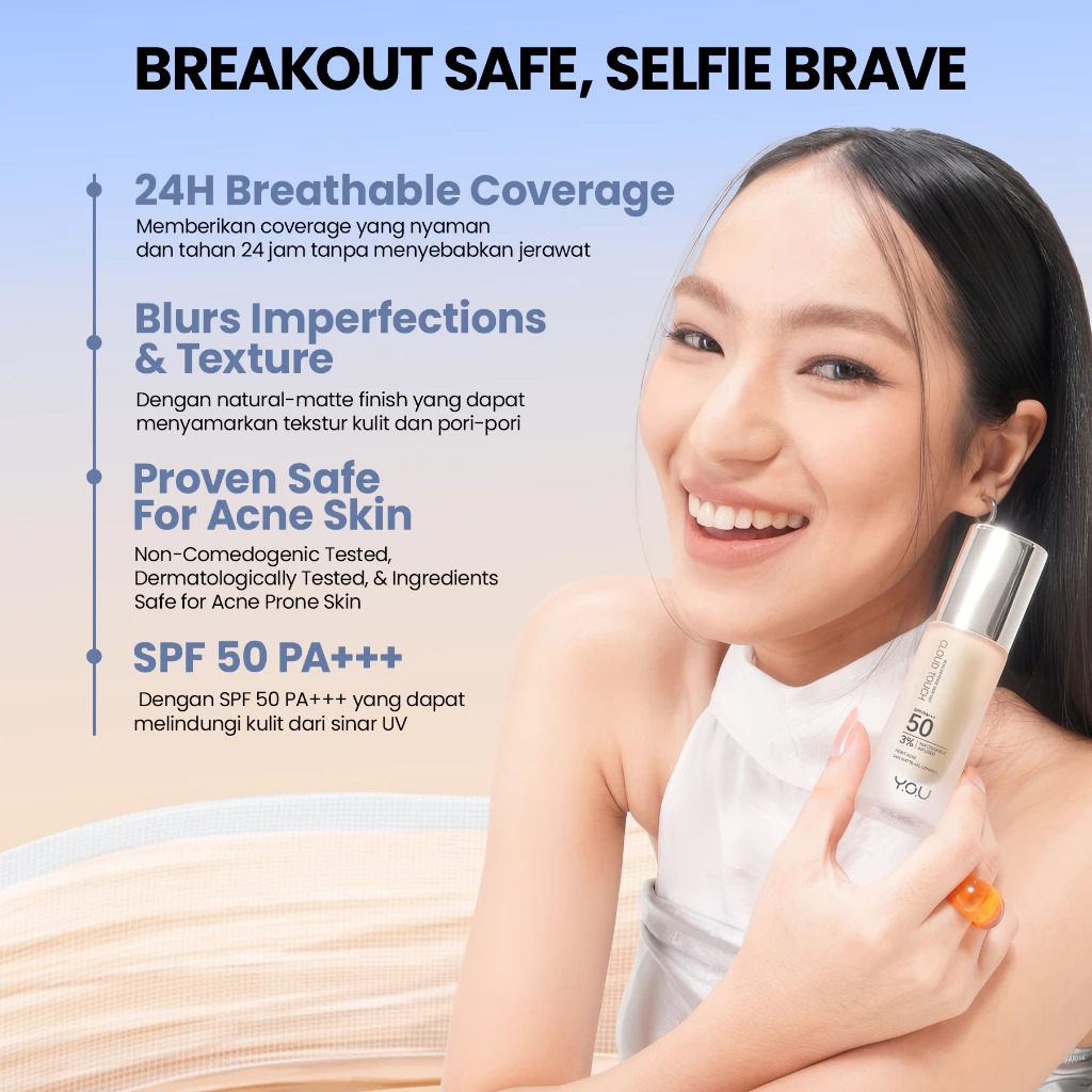 YOU Cloud Touch 3% Niacinamide BRIGHTENING Skin Tint SPF50 PA+++ 20ml - N402 Shell Ivory