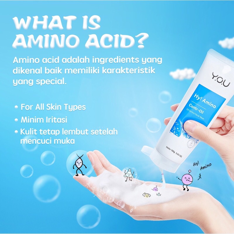 YOU Hy! Amino Contr-Oil Oil Control Facial Wash 50gr (Biru)