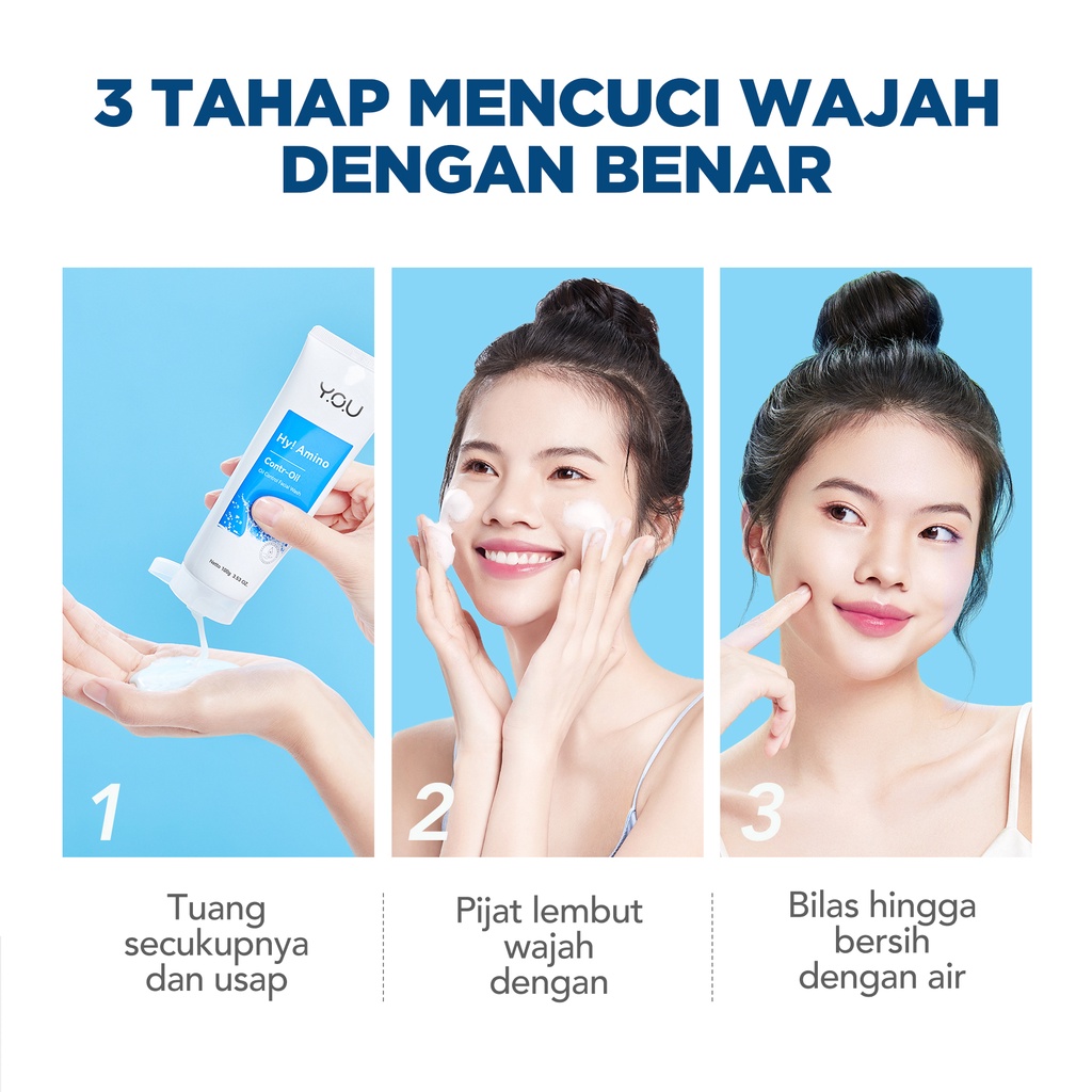 YOU Hy! Amino Contr-Oil Oil Control Facial Wash 50gr (Biru)