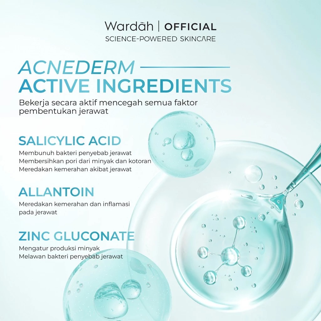 Wardah Acnederm Salicylic Acid Zinc Acne Clearing Low pH Foaming Cleanser 50ml