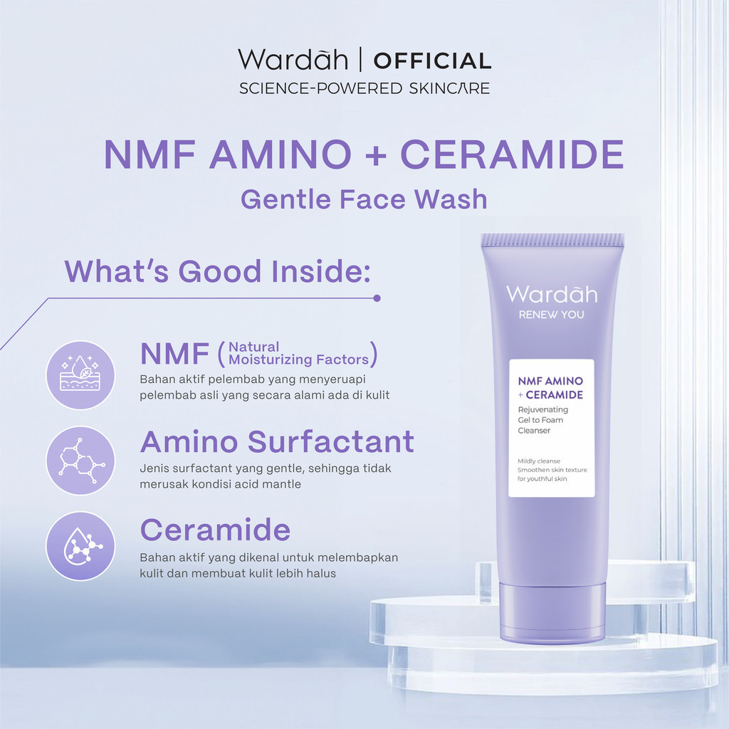 Wardah Renew You NMF Amino + Ceramide Rejuvenating Gel to Foam Cleanser 100ml