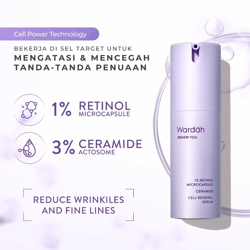 Wardah Renew You 1% Retinol Microcapsule  Ceramide Cell Renewal Serum 15ml Wardah Renew You 1% Retinol Microcapsule  Ceramide Cell Renewal Serum 15ml