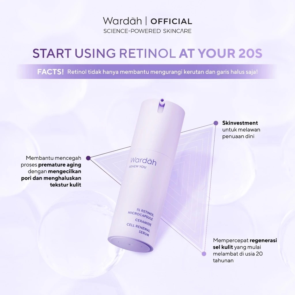 Wardah Renew You 1% Retinol Microcapsule  Ceramide Cell Renewal Serum 15ml Wardah Renew You 1% Retinol Microcapsule  Ceramide Cell Renewal Serum 15ml
