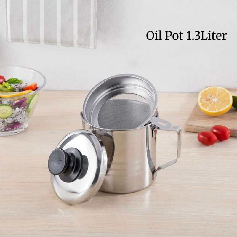 Oil Pot 1.3Liter - Gelas Saringan Minyak + Tutup