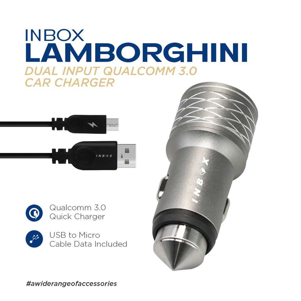 Inbox Car Charger Lamborghini Qualcomm 2USB 3A Inbox Car Charger Lamborghini Qualcomm 2USB 3A