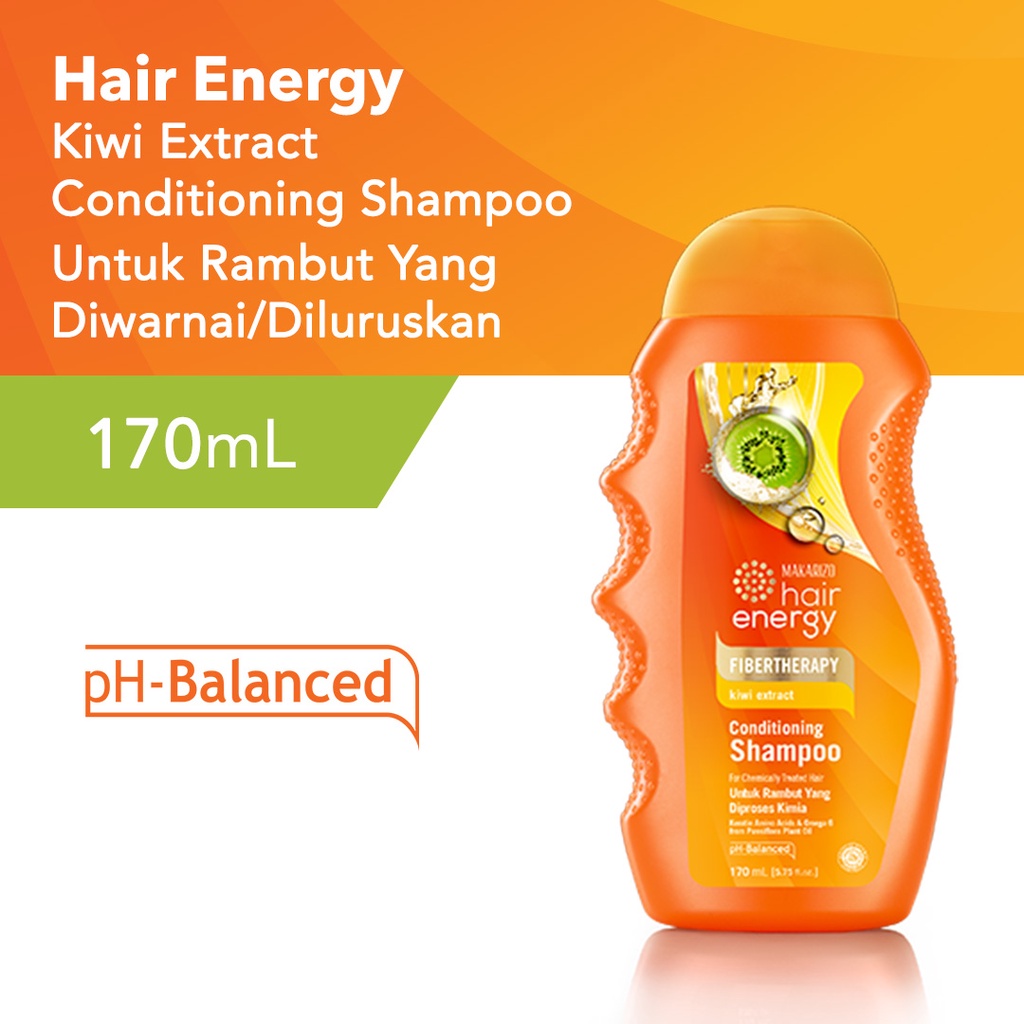 Makarizo Hair Energy Fibertherapy Conditioning Shampoo 170ml Botol - Kiwi (Kuning)