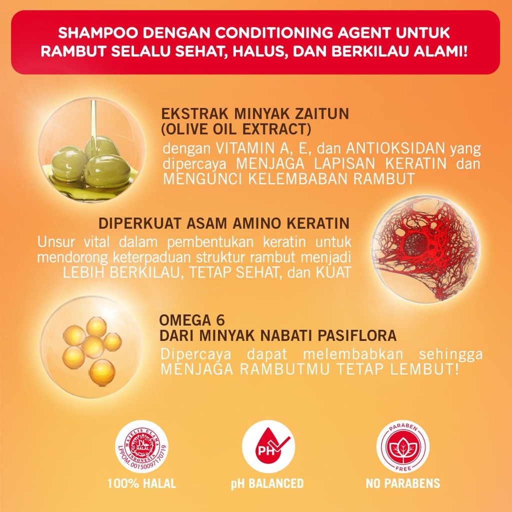 Makarizo Hair Energy Fibertherapy Conditioning Shampoo 330ml Botol - Olive (Merah)