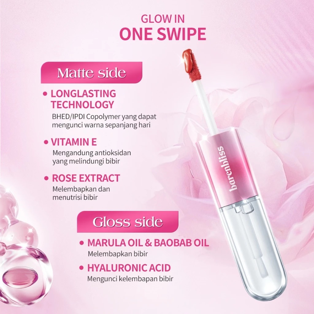 BNB Barenbliss Multiverse Of Me Dual Lip Cream - O01 Peach Pride (Lip Matte 3.5gr + Lip Glossy 2.5gr)
