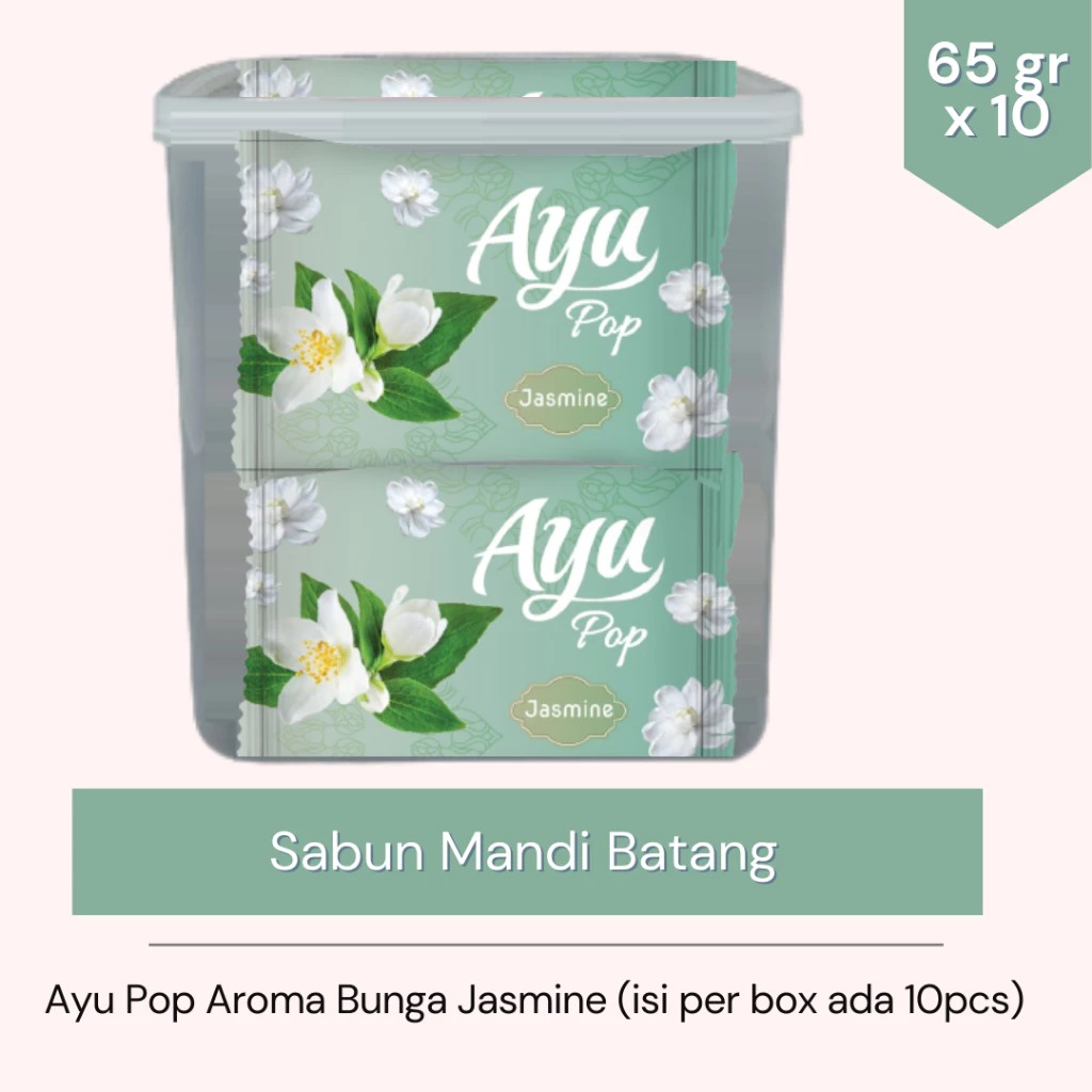 (PAKET ISI 10) Sabun Mandi Ayu Pop (Bar Soap) 65gr - Jasmine (FREE Toples Snack)