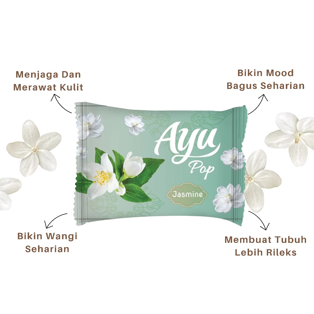 (PAKET ISI 10) Sabun Mandi Ayu Pop (Bar Soap) 65gr - Jasmine (FREE Toples Snack)