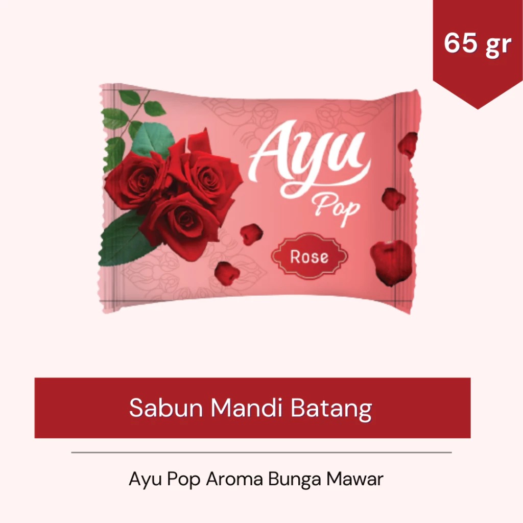 (PAKET ISI 10) Sabun Mandi Ayu Pop (Bar Soap) 65gr - Rose (FREE Toples Snack)