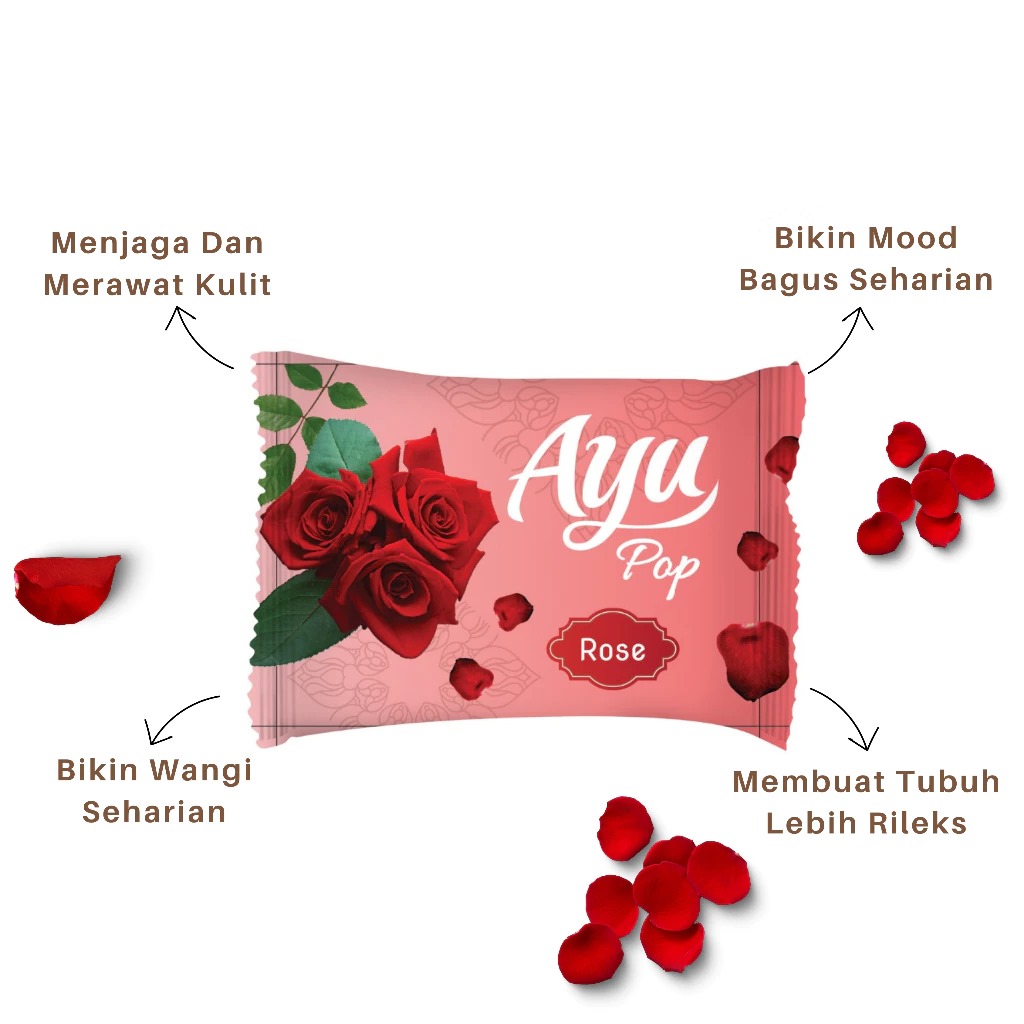 (PAKET ISI 10) Sabun Mandi Ayu Pop (Bar Soap) 65gr - Rose (FREE Toples Snack)