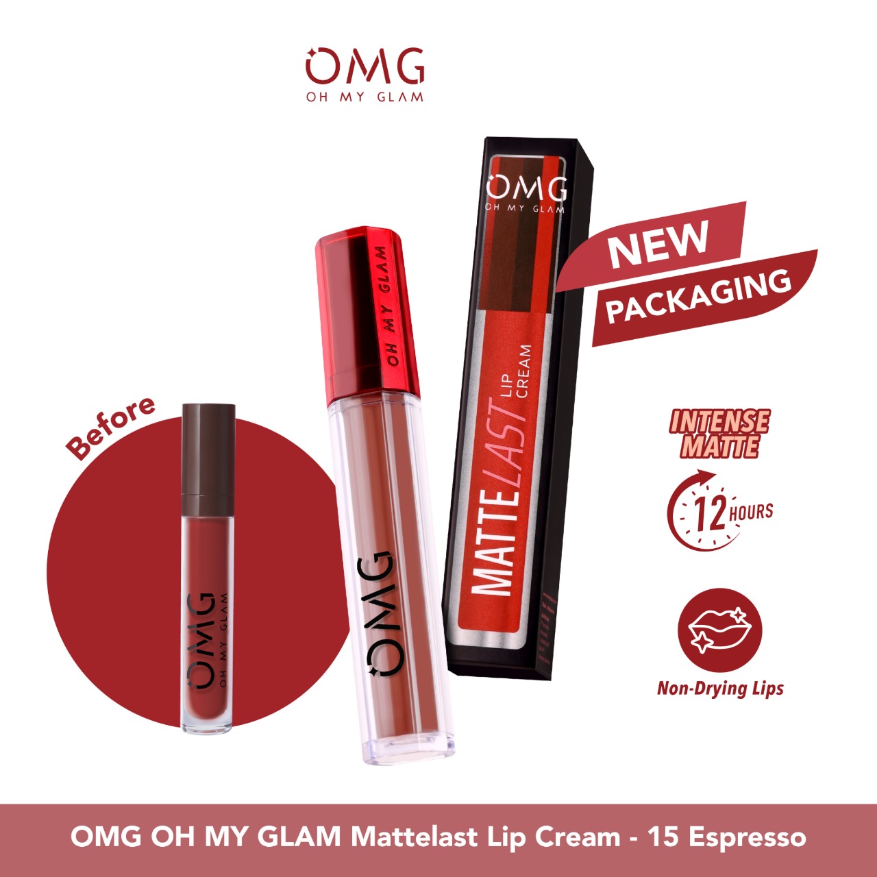 Oh My Glam Mattelast Lip Cream - 15 Espresso 2.9g (OMG) Oh My Glam Mattelast Lip Cream - 15 Espresso 2.9g (OMG)
