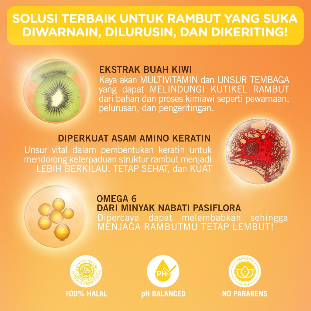 Makarizo Hair Energy Fiber Hair & Scalp Creambath 500gr Jar - Kiwi (Kuning)