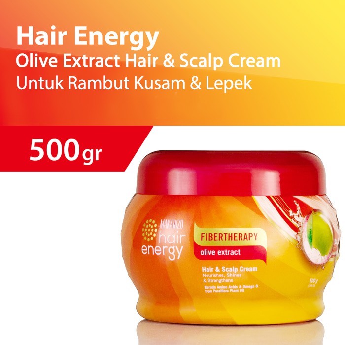 Makarizo Hair Energy Fiber Hair & Scalp Creambath 500gr Jar - Olive (Merah) Makarizo Hair Energy Fiber Hair & Scalp Creambath 500gr Jar - Olive (Merah)