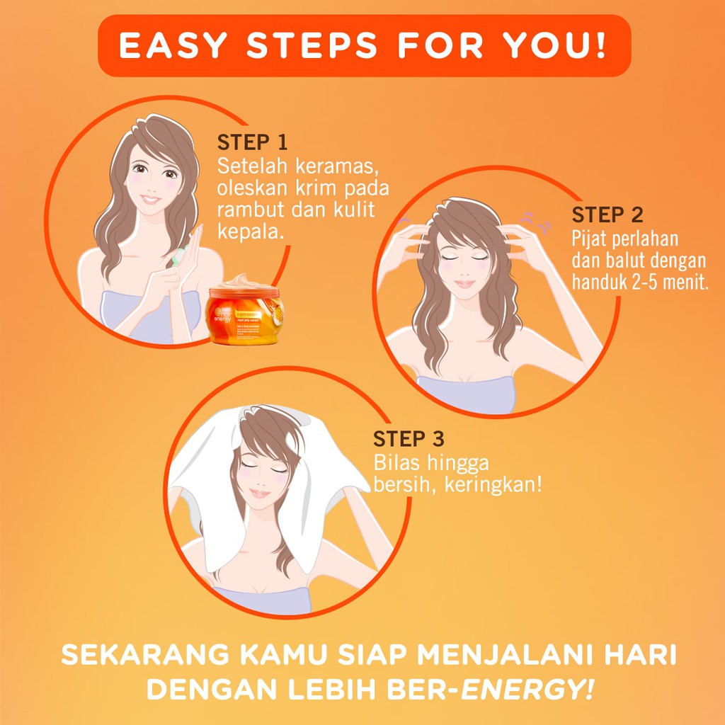 Makarizo Hair Energy Fiber Hair & Scalp Creambath 500gr Jar - Royal Jelly (Orange)