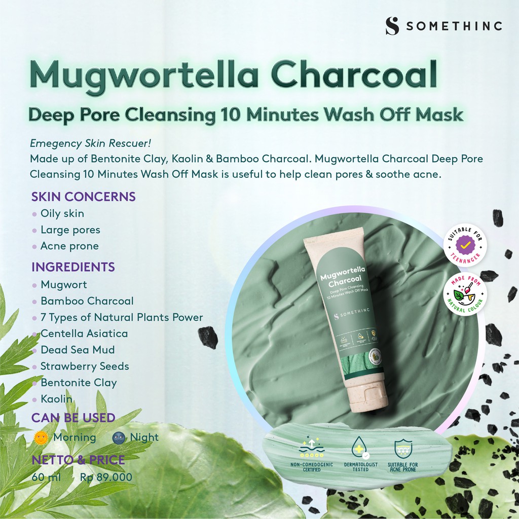 Somethinc Mugwortella Charcoal Deep Pore Cleansing 10 Minutes Wash Off Mask 60 gr