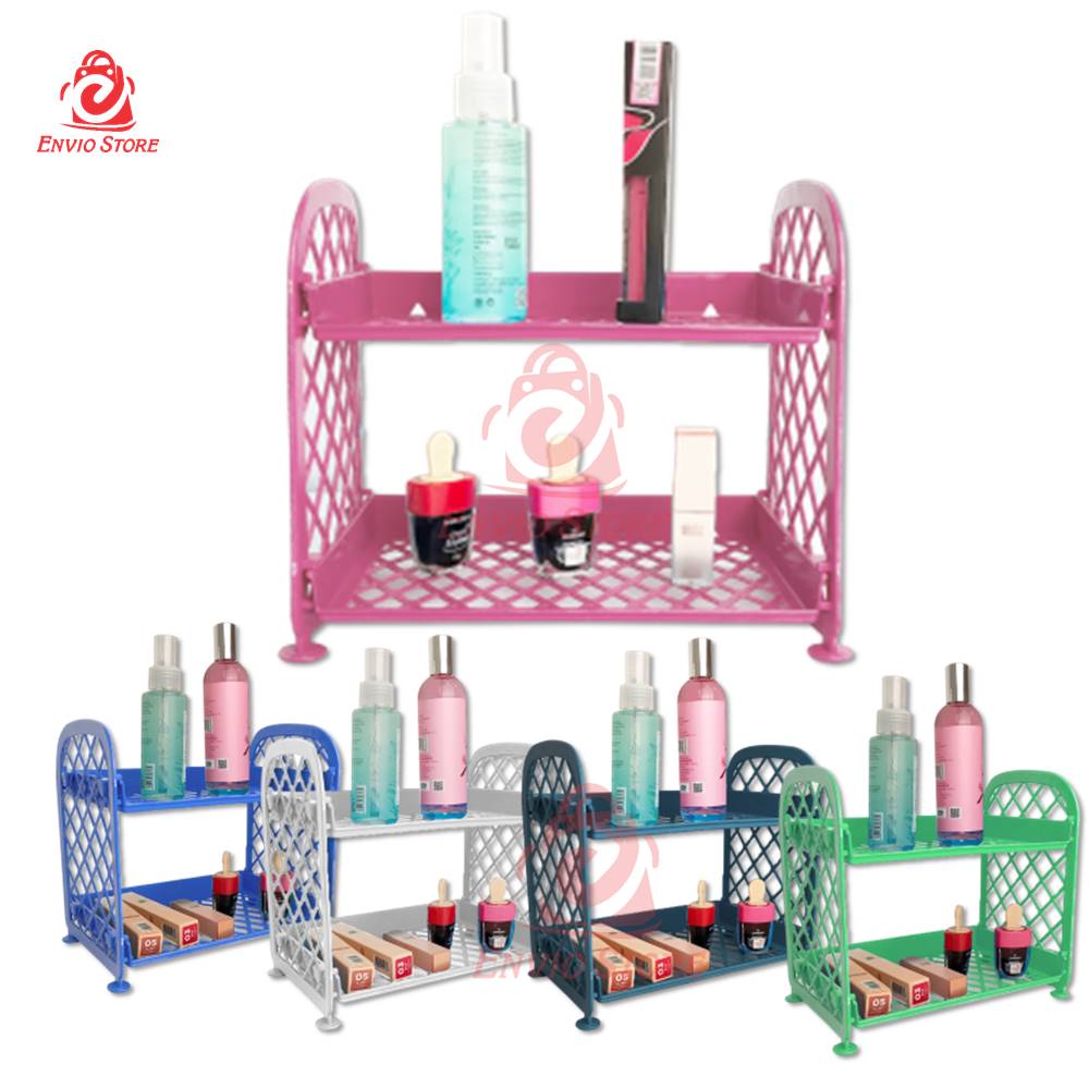 TRI J - Rak Plastik Polos Jaring Mini 2 Susun - Rak Dapur/Kosmetik