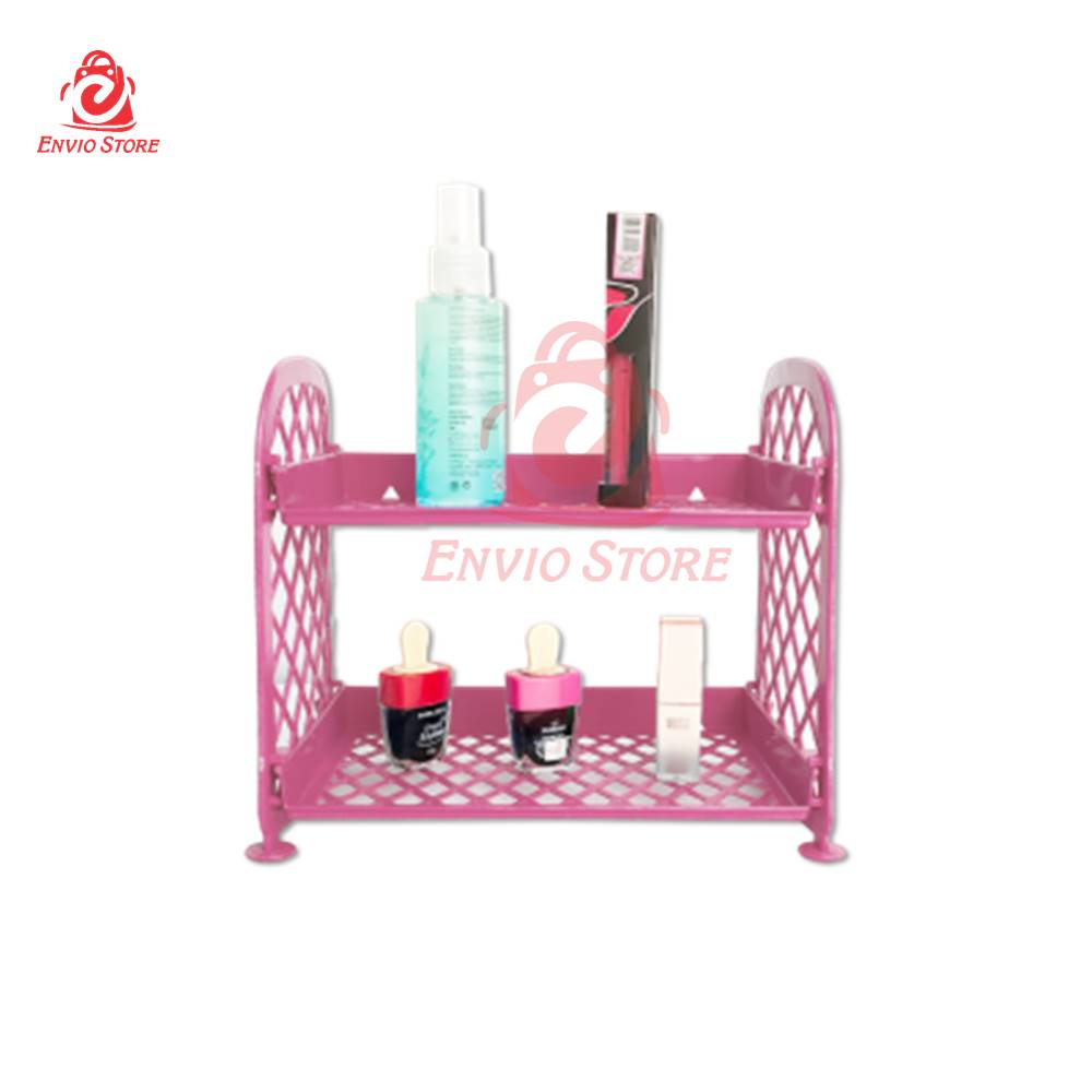 TRI J - Rak Plastik Polos Jaring Mini 2 Susun - Rak Dapur/Kosmetik