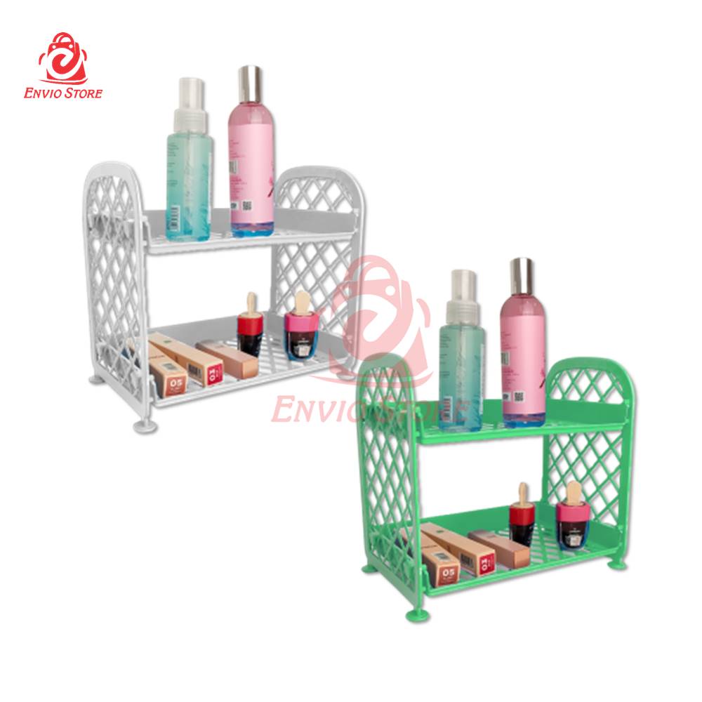 TRI J - Rak Plastik Polos Jaring Mini 2 Susun - Rak Dapur/Kosmetik