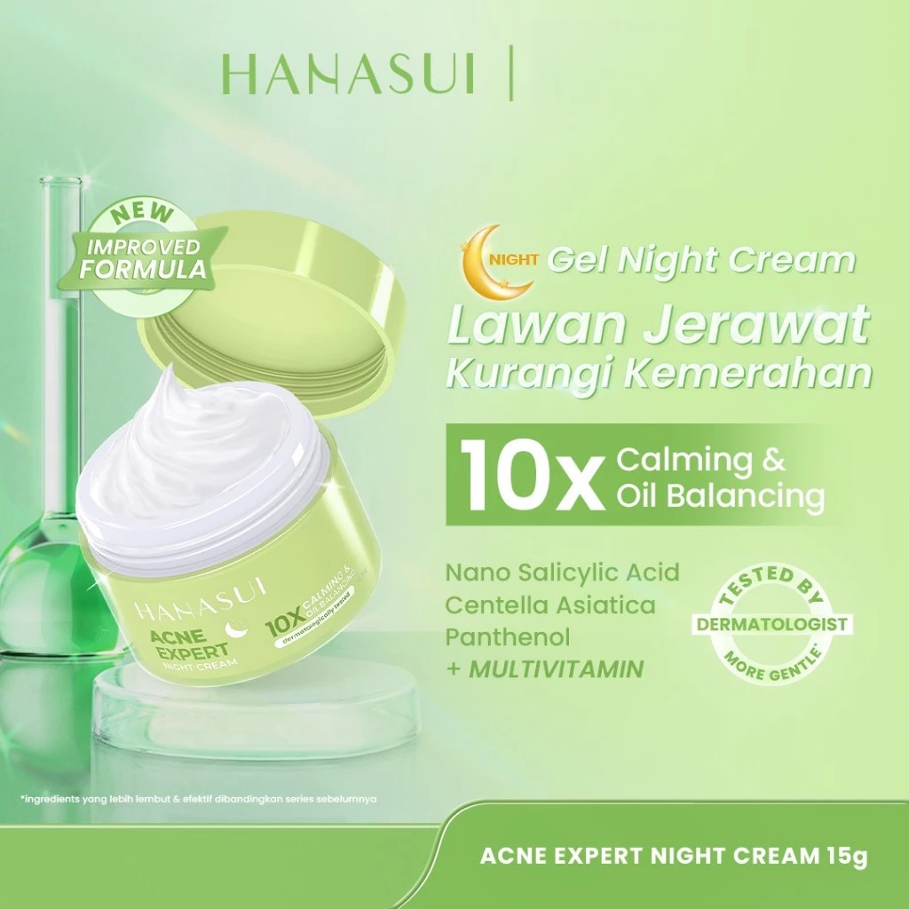 HANASUI Acne Expert Night Cream 10X Calming & Oil Balancing 15gr HANASUI Acne Expert Night Cream 10X Calming & Oil Balancing 15gr