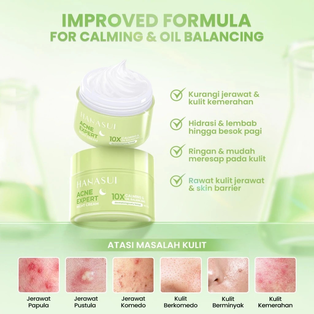 HANASUI Acne Expert Night Cream 10X Calming & Oil Balancing 15gr