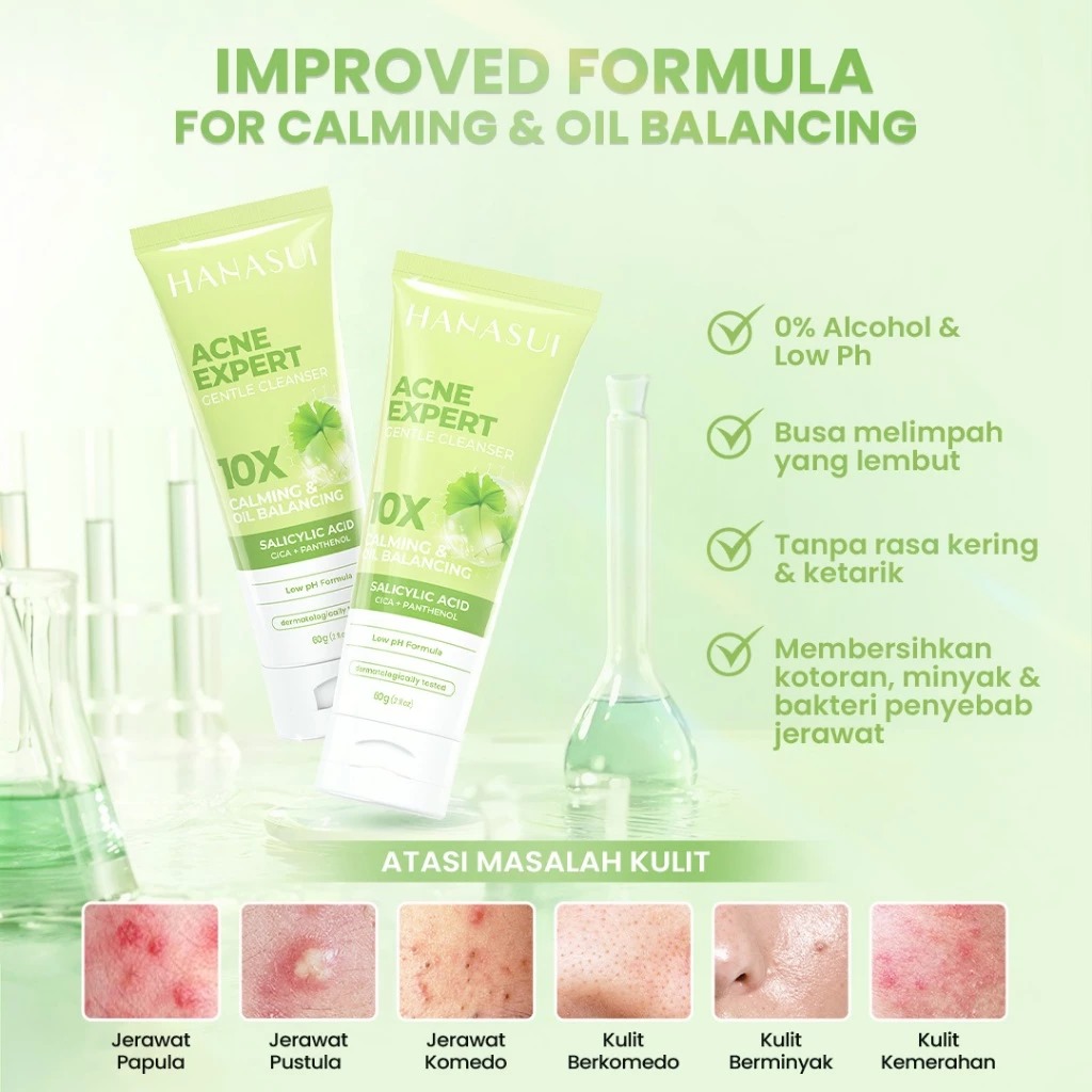 Hanasui Acne Expert 10X Calming & Oil Balancing Gentle Cleanser 60gr