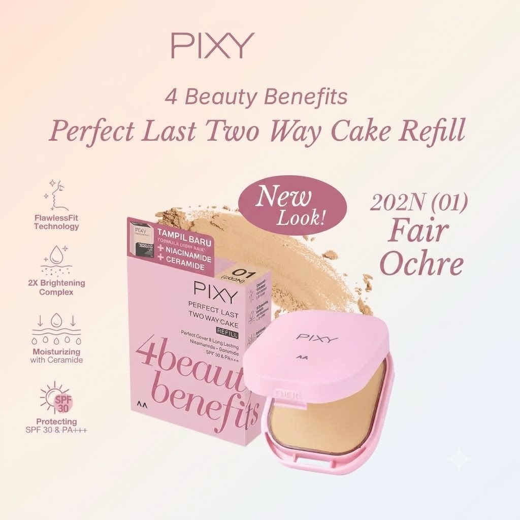 Pixy UV Whitening 4 Beauty Benefits TWC Perfect Last REFILL - 01 Fair Ochre (202N)
