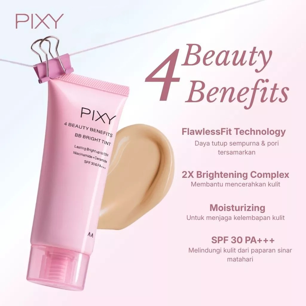 Pixy UV Whitening 4 Beauty Benefits BB Bright Tint SPF30 PA+++ 01 Ochre (202N)