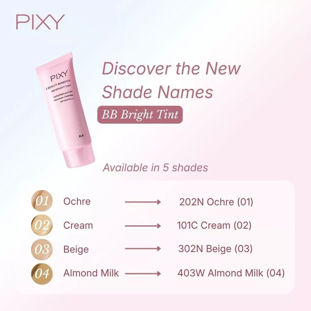 Pixy UV Whitening 4 Beauty Benefits BB Bright Tint SPF30 PA+++ 02 Cream (101C)