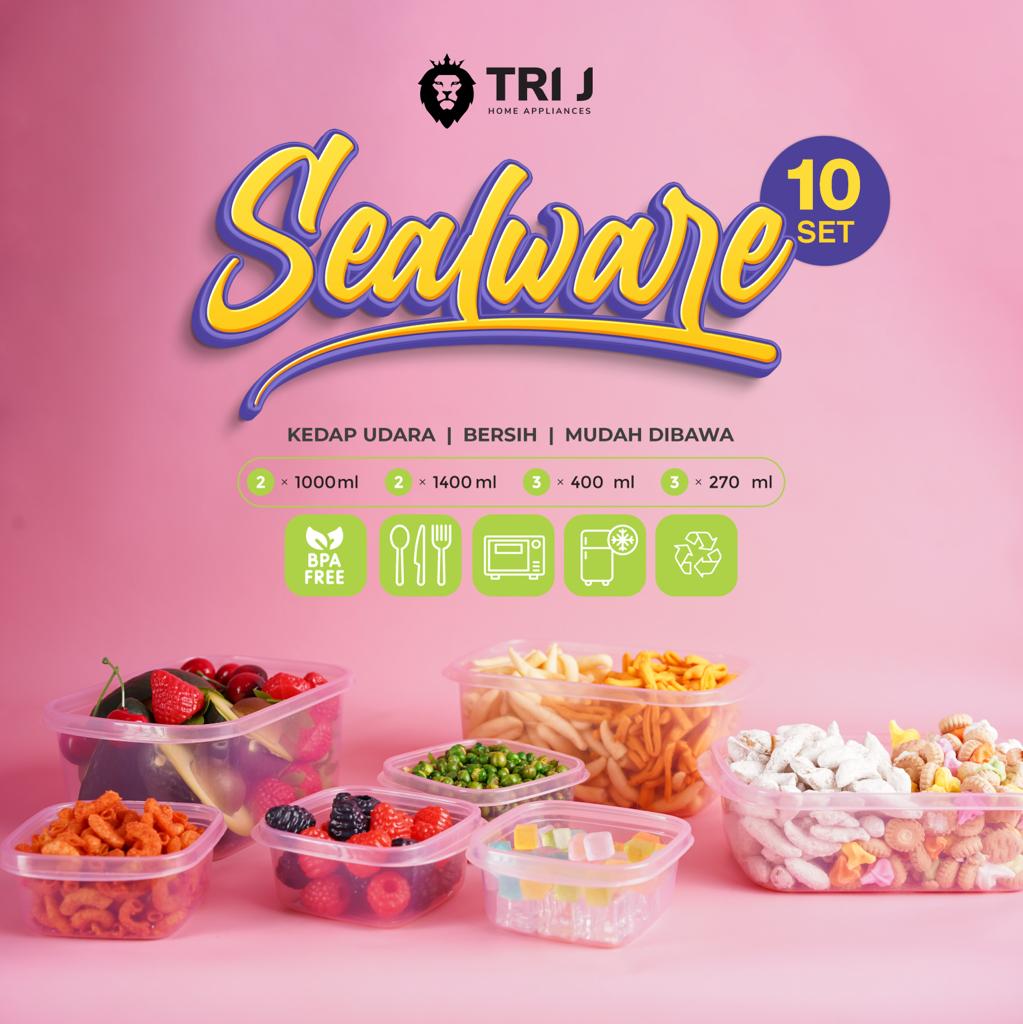 TRI J - Sealware Kotak Makan Set Isi 10 - PUTIH (Food Container Box)