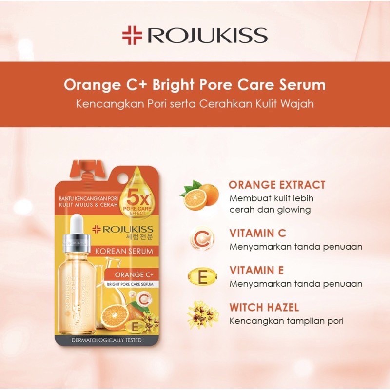 Rojukiss Korean Serum 8ml - Orange C+  Bright Pore Care Serum