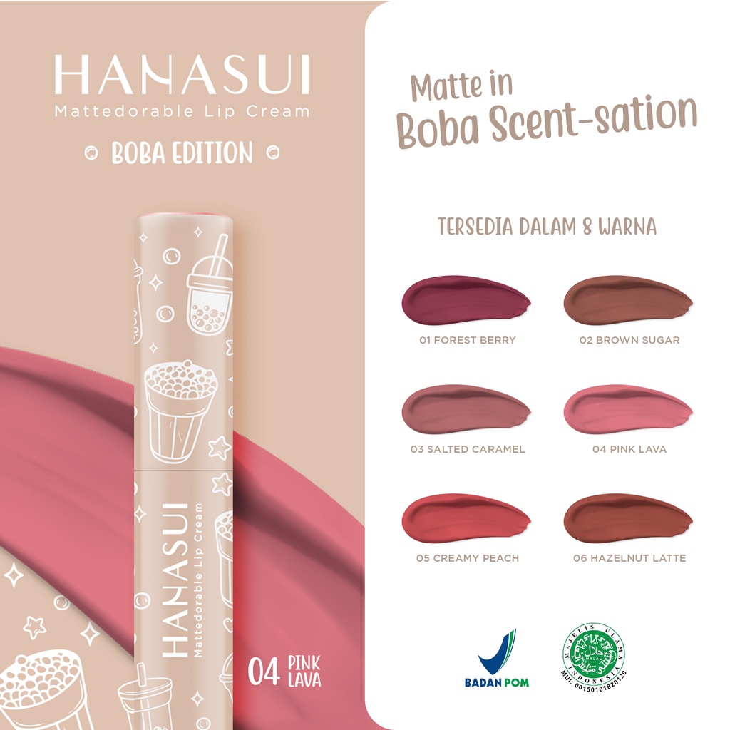 HANASUI Mattedorable Lip Cream BOBA Edition - 04 PINK LAVA