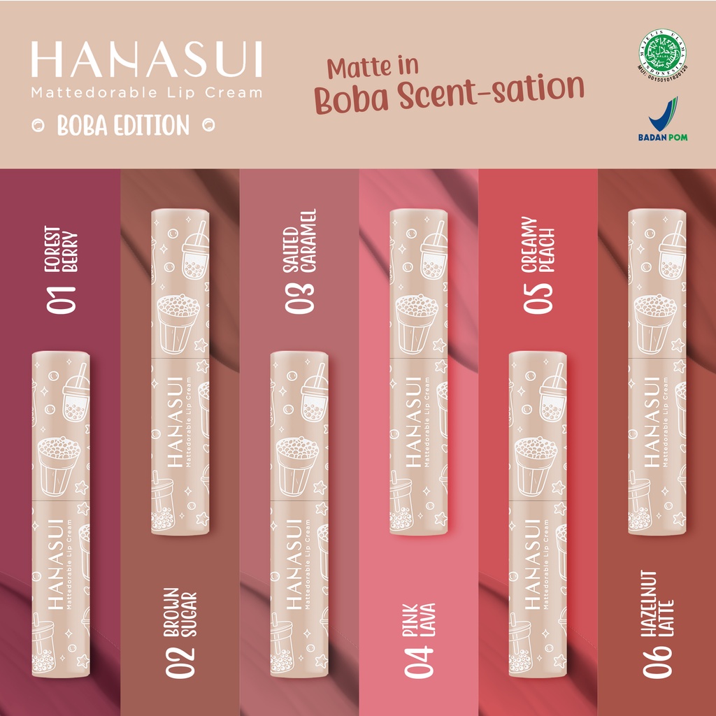 HANASUI Mattedorable Lip Cream BOBA Edition - 05 CREAMY PEACH