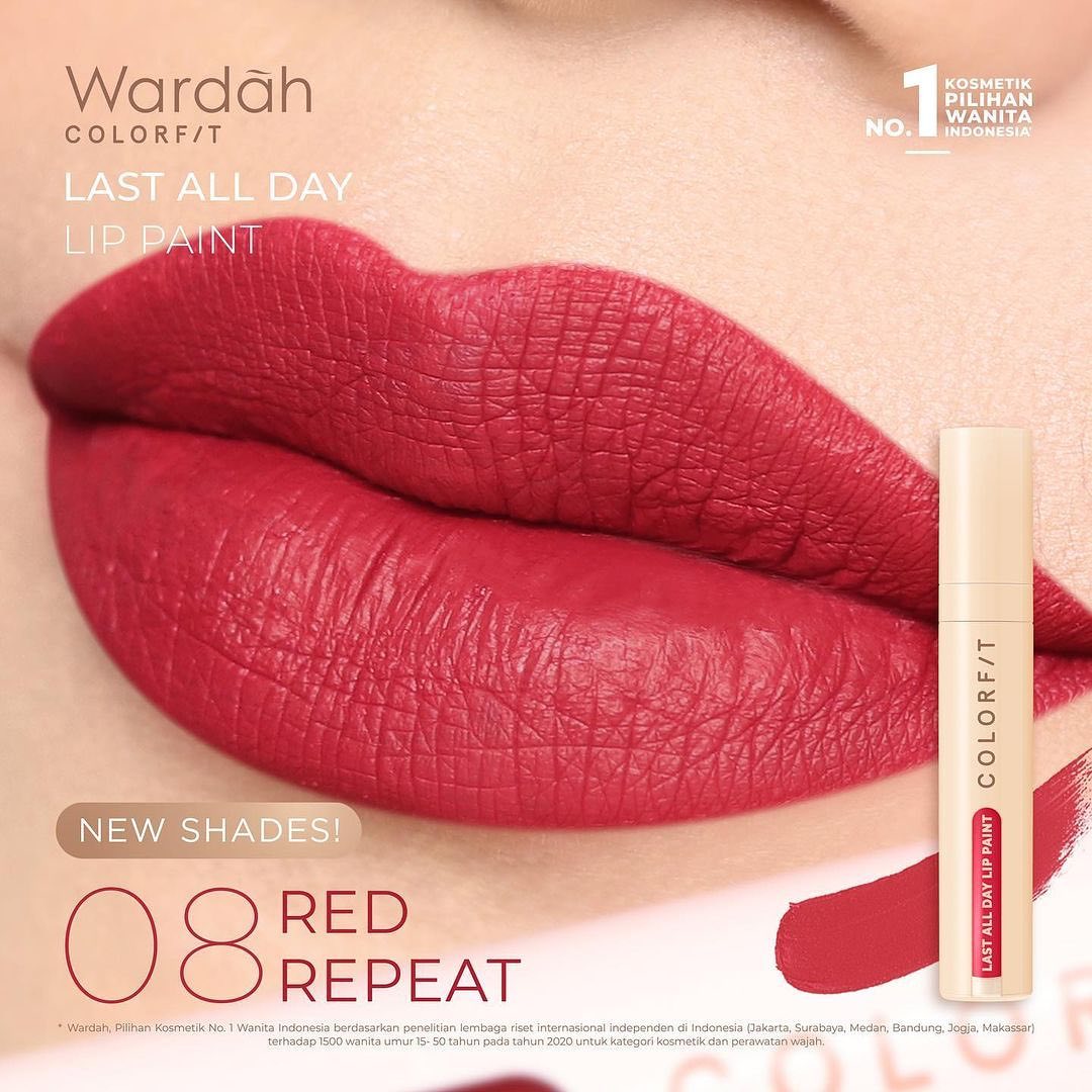 Wardah Colorfit Last All Day Lip Paint 08 Red Repeat 4.2 g