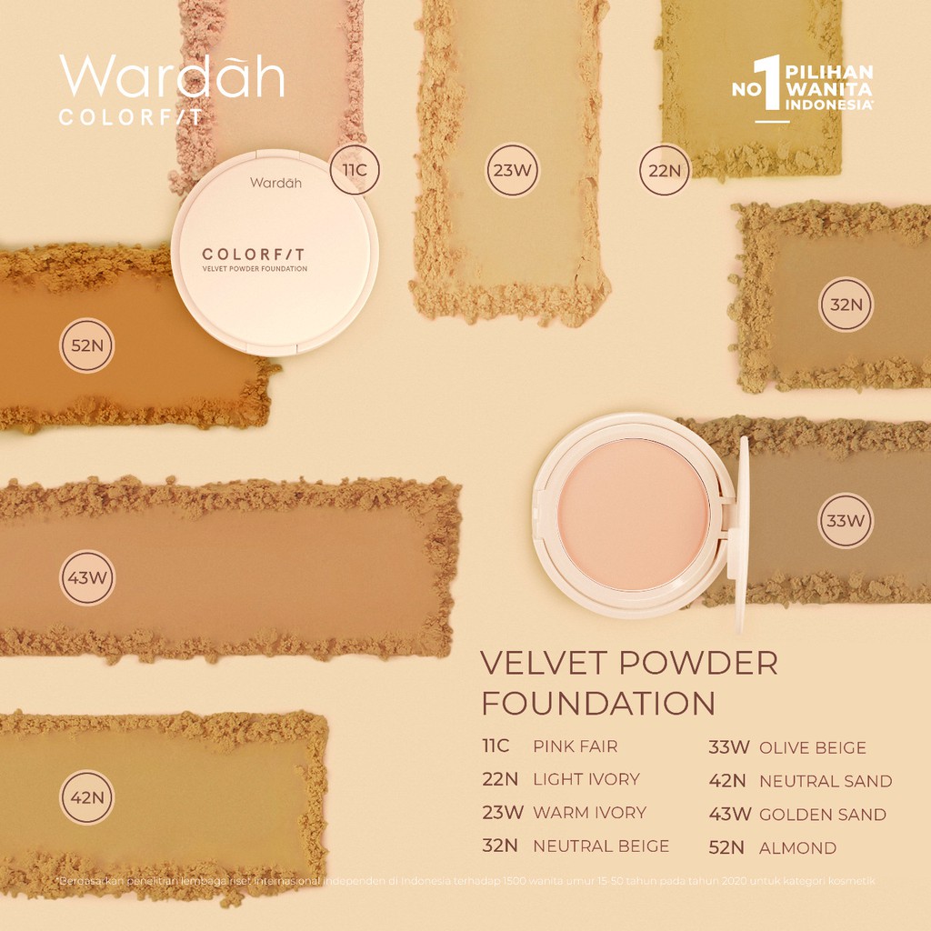 Wardah Colorfit Velvet Powder Foundation 11C Pink Fair Wardah Colorfit Velvet Powder Foundation 11C Pink Fair