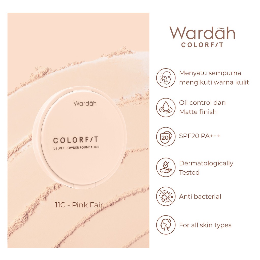 Wardah Colorfit Velvet Powder Foundation REFILL 22N Light Ivory