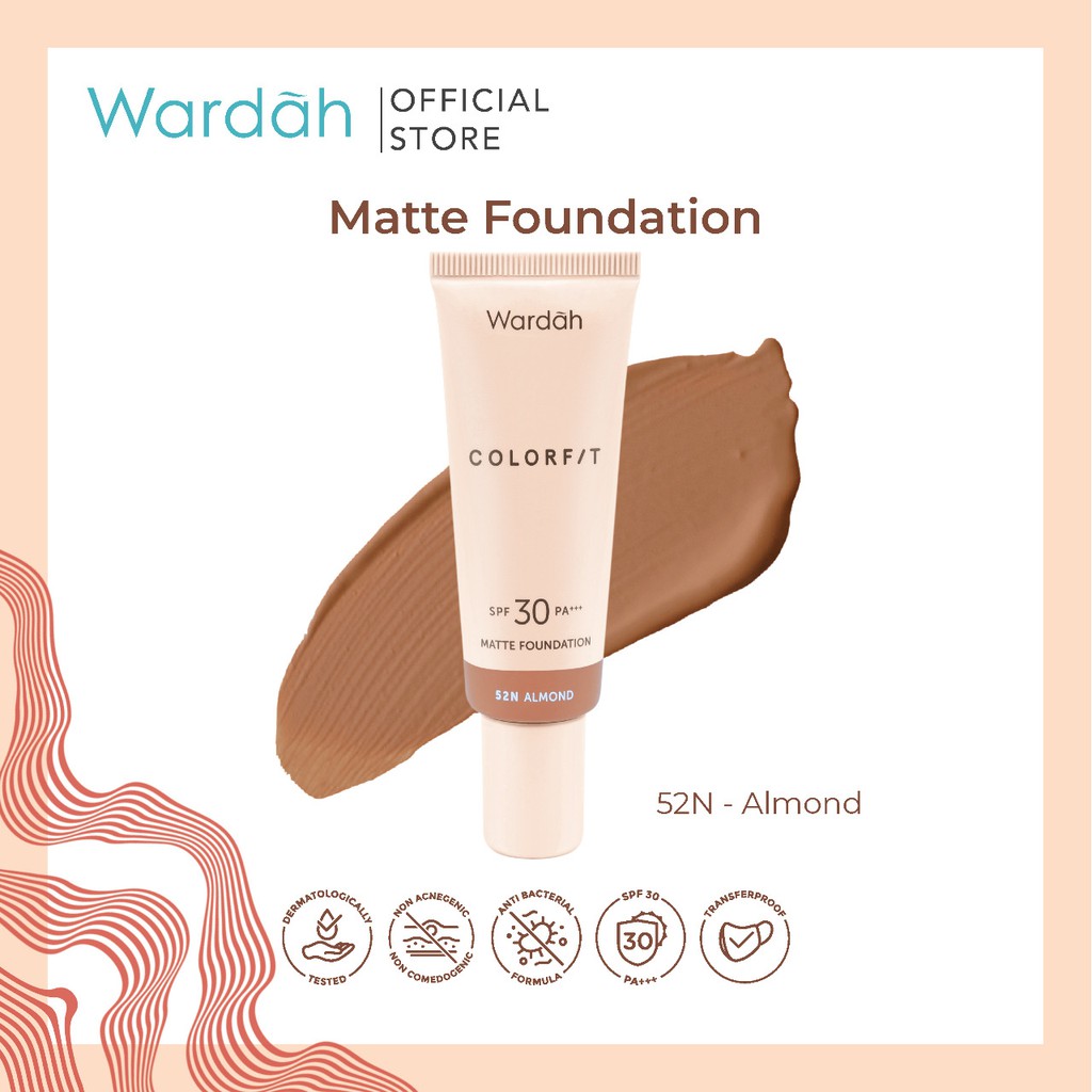 Wardah Colorfit Matte Foundation 52N Almond