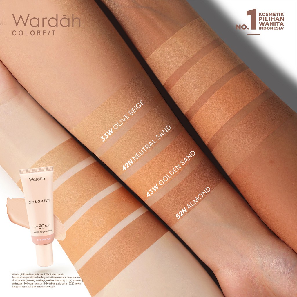 Wardah Colorfit Matte Foundation 52N Almond