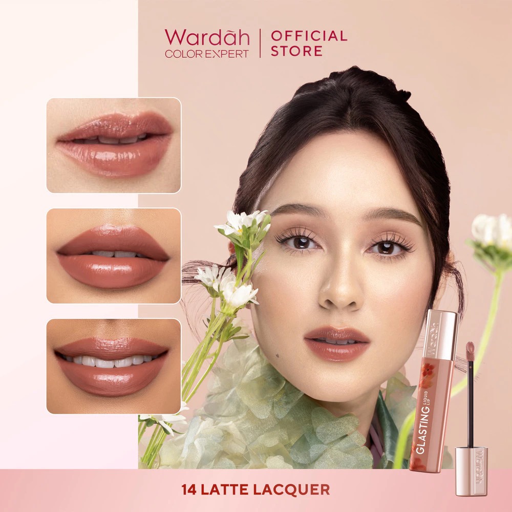 Wardah Glasting Liquid Lip 3.5gr (Lip Cream Transferproof) - 14 Latte Lacquer Wardah Glasting Liquid Lip 3.5gr (Lip Cream Transferproof) - 14 Latte Lacquer