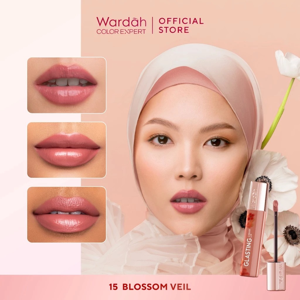 Wardah Glasting Liquid Lip 3.5gr (Lip Cream Transferproof) - 15 Blossom Veil Wardah Glasting Liquid Lip 3.5gr (Lip Cream Transferproof) - 15 Blossom Veil