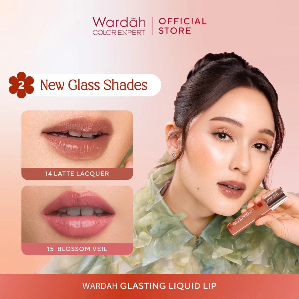 Wardah Glasting Liquid Lip 3.5gr (Lip Cream Transferproof) - 15 Blossom Veil