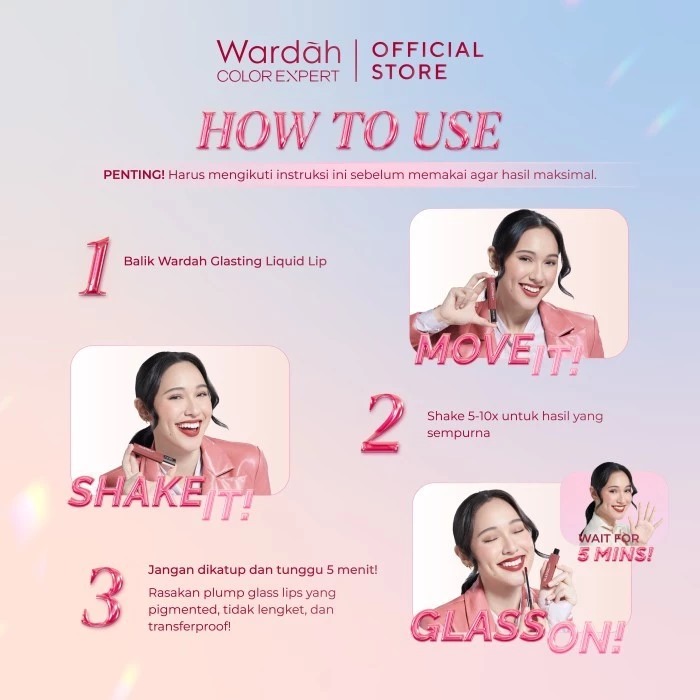 Wardah Glasting Liquid Lip 3.5gr (Lip Cream Transferproof) - 15 Blossom Veil