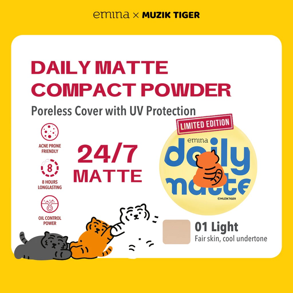 Emina Daily Matte Compact Powder 11gr - 01 Light