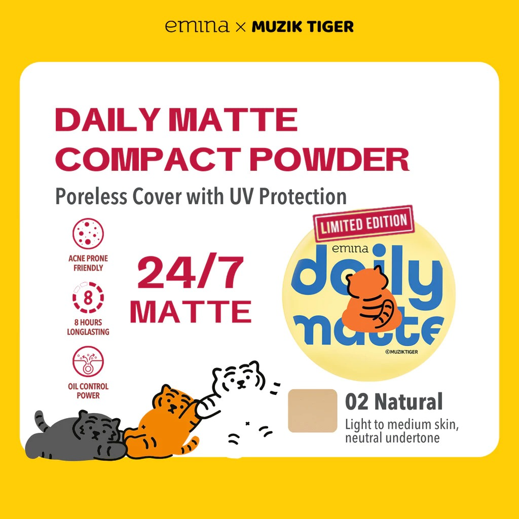 Emina Daily Matte Compact Powder 11gr - 02 Natural