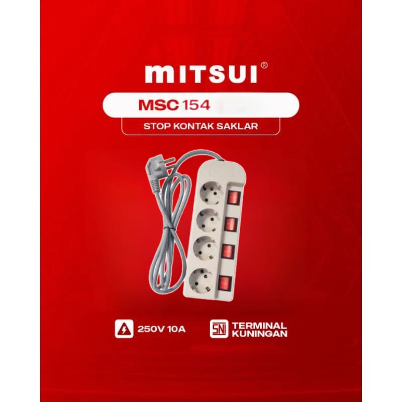 Mitsui MSC154 White - Stop Kontak 4 lubang + Saklar Mitsui MSC154 White - Stop Kontak 4 lubang + Saklar