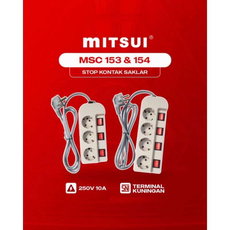 Mitsui MSC154 White - Stop Kontak 4 lubang + Saklar