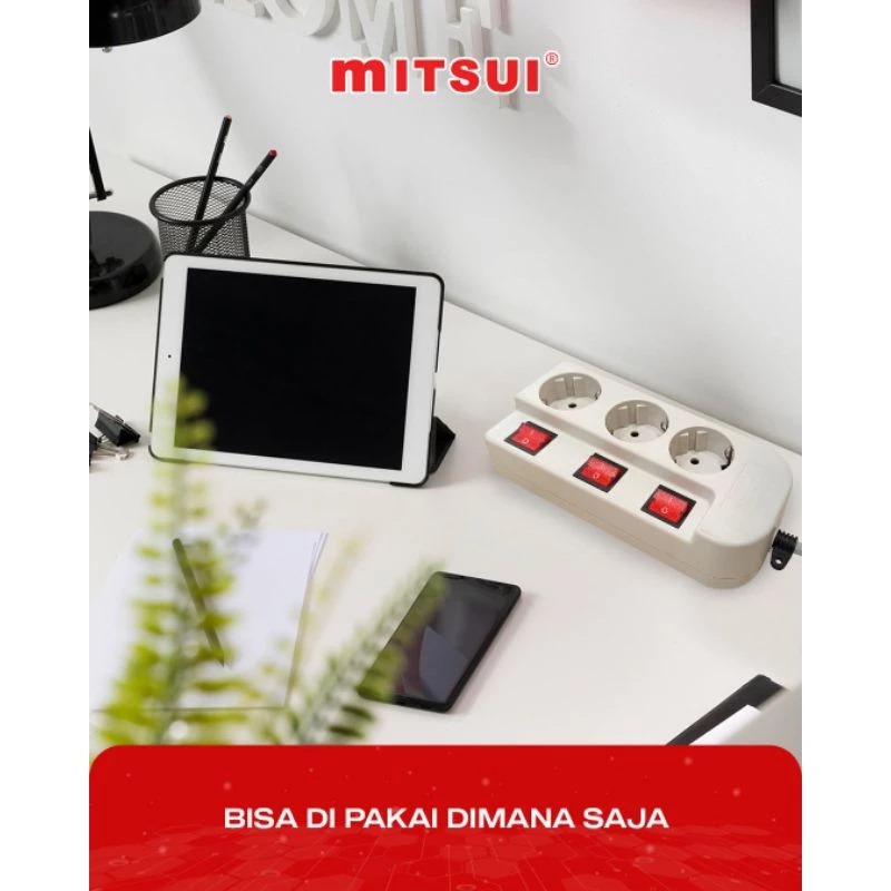 Mitsui MSC154 White - Stop Kontak 4 lubang + Saklar