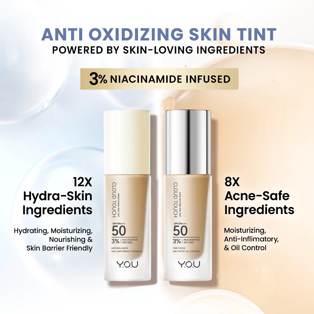 YOU Cloud Touch 3% Niacinamide BRIGHTENING Skin Tint SPF50 PA+++ 20ml - N504 Rose Vanilla