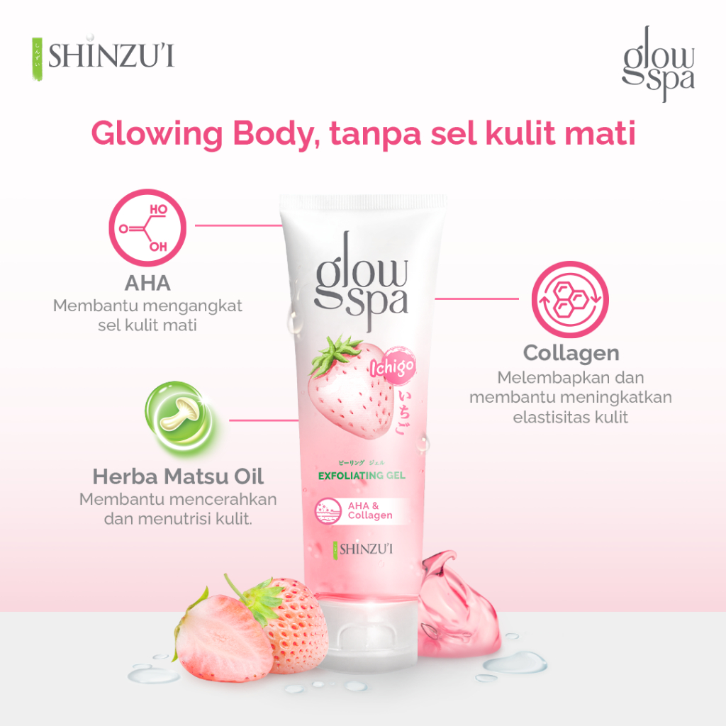 Shinzui Glow Spa Exfoliating Gel + AHA Collagen 130ml - Ichigo
